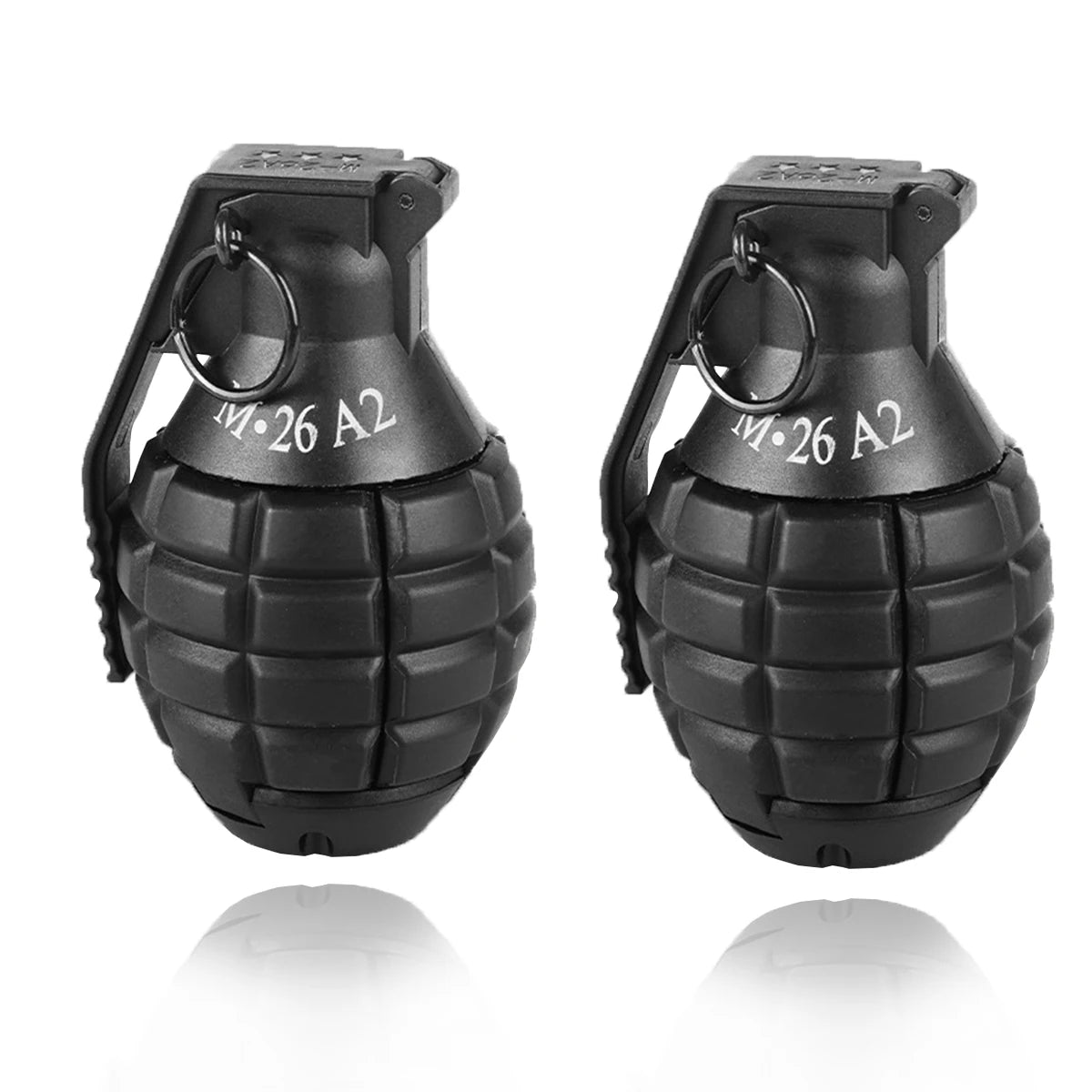 2 Pcs Tactical Grenade Model Toy, M67 Burst Grenade, Military Smoke Grenade Model, for Airsoft Paintball Hunting CS War Game