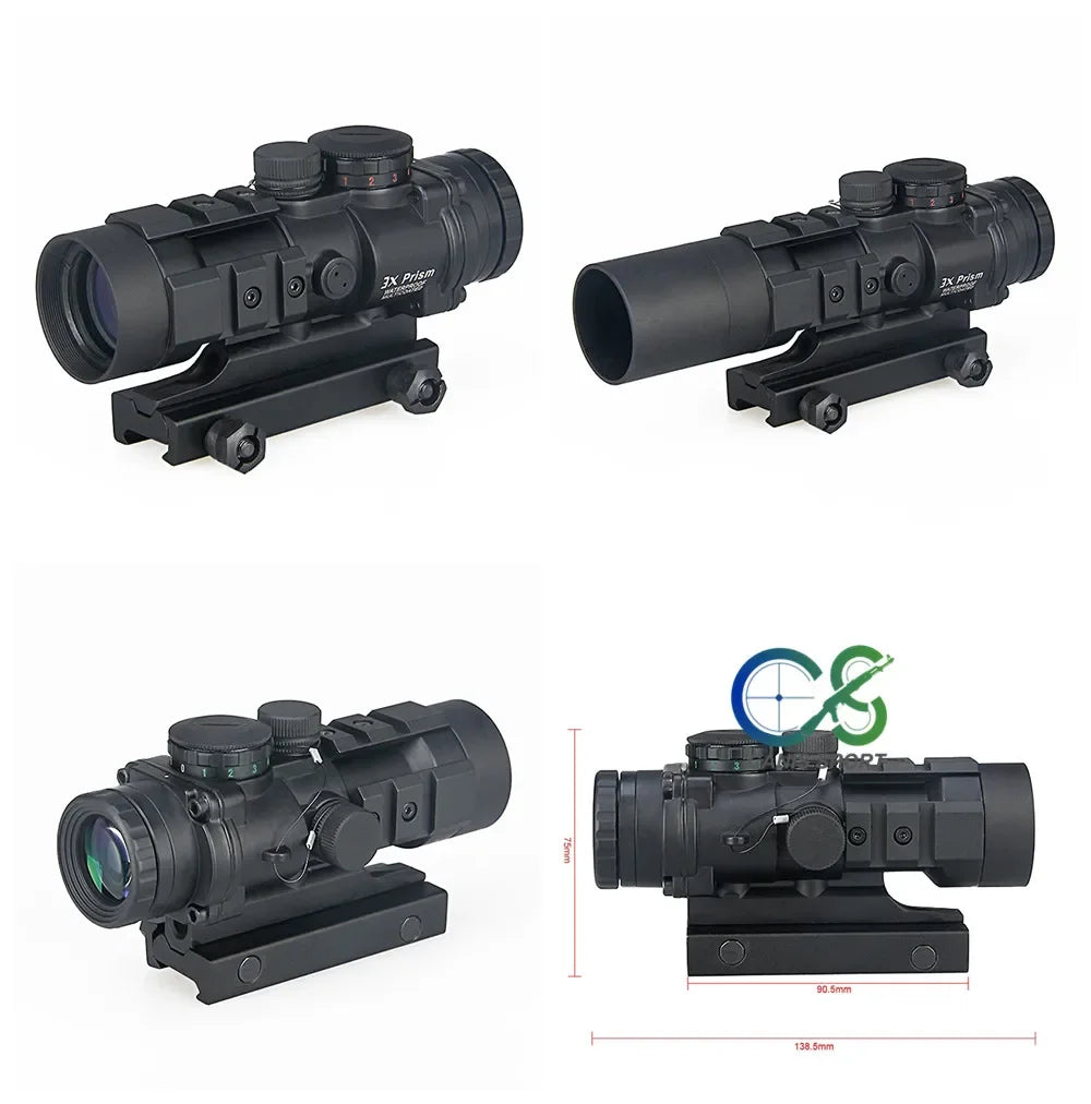 PPT 3X Hunting Scope 3x Prism Tactical Sight with Ballistic CQ Reticle HAMR 4x24 Riflescope Sniper Scope Airsoft Air Guns 1-0309