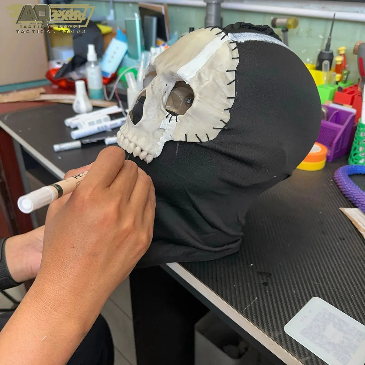 AQzxdc Cod Ghost mask V2 - Operador MW2 Airsoft COD Cosplay Airsoft Tactical Skull Full Mask with Reaper Ghost Luminous Gloves