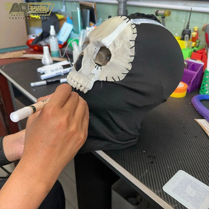 AQzxdc Cod Ghost mask V2 - Operador MW2 Airsoft COD Cosplay Airsoft Tactical Skull Full Mask with Reaper Ghost Luminous Gloves