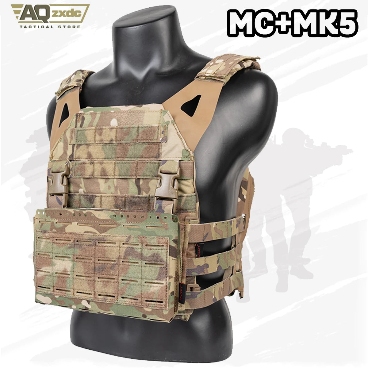 AQzxdc Tactical JPC2.0 Lightweight Tactical Vest with MK5 Panel Military Fan Vest Outdoor Sports Vest Airsoft Plate Carrier