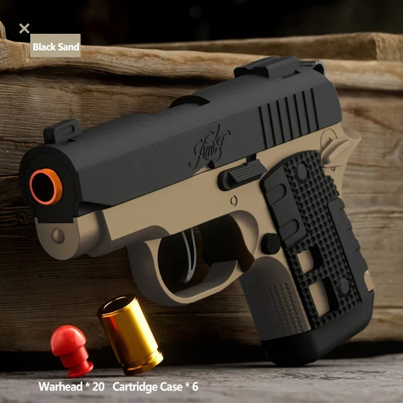 Mini 1911 Continuous Firing Shell Ejecting Pistol Airsoft Empty Hanging Soft Bullet Black Toy Gun CS Weapon for Boys Gift