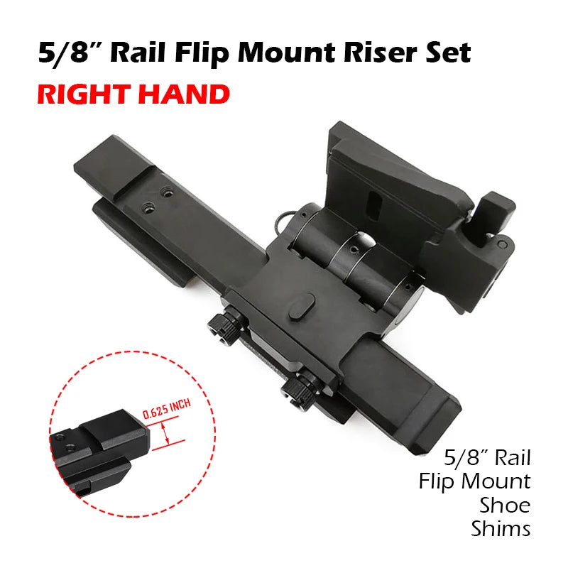 CNC Metal Flip Mount Riser System Side Flip Mount Sets 0.41" 5/8" for G33 G43 3X Magnifier and Exps3 Holographic Sight