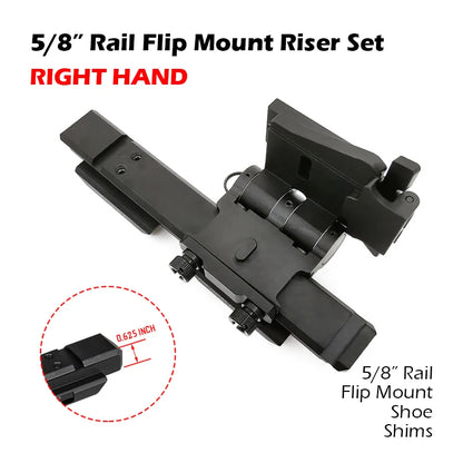 CNC Metal Flip Mount Riser System Side Flip Mount Sets 0.41" 5/8" for G33 G43 3X Magnifier and Exps3 Holographic Sight