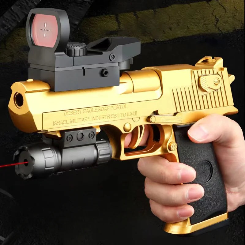 Automatic Desert Eagle Toy Gun Shell Ejection Airsoft Pistol Mechanical Continuous Firing Soft Bullet Toy for Children Gift
