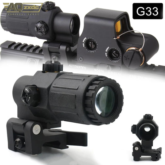Hunting G33 Holographic Sight 3X Magnifier, w/Switch to Side Quick Detachable QD Mount for 558 Reflex Sight
