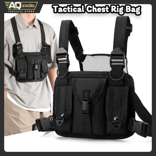 AQzxdc Tactical Chest Rig Bag, Breathable Running Vest Bag, Sports Utility Chest Pack for Running Hiking Traveling Cycling