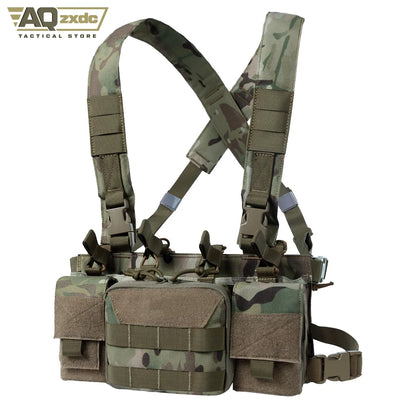 AQzxdc Tactical Chest Rig, MOLLE Chest Rigs Tactical Chest Rig Dangler Pouch Utility Admin Pouch IFAK Medical Organize