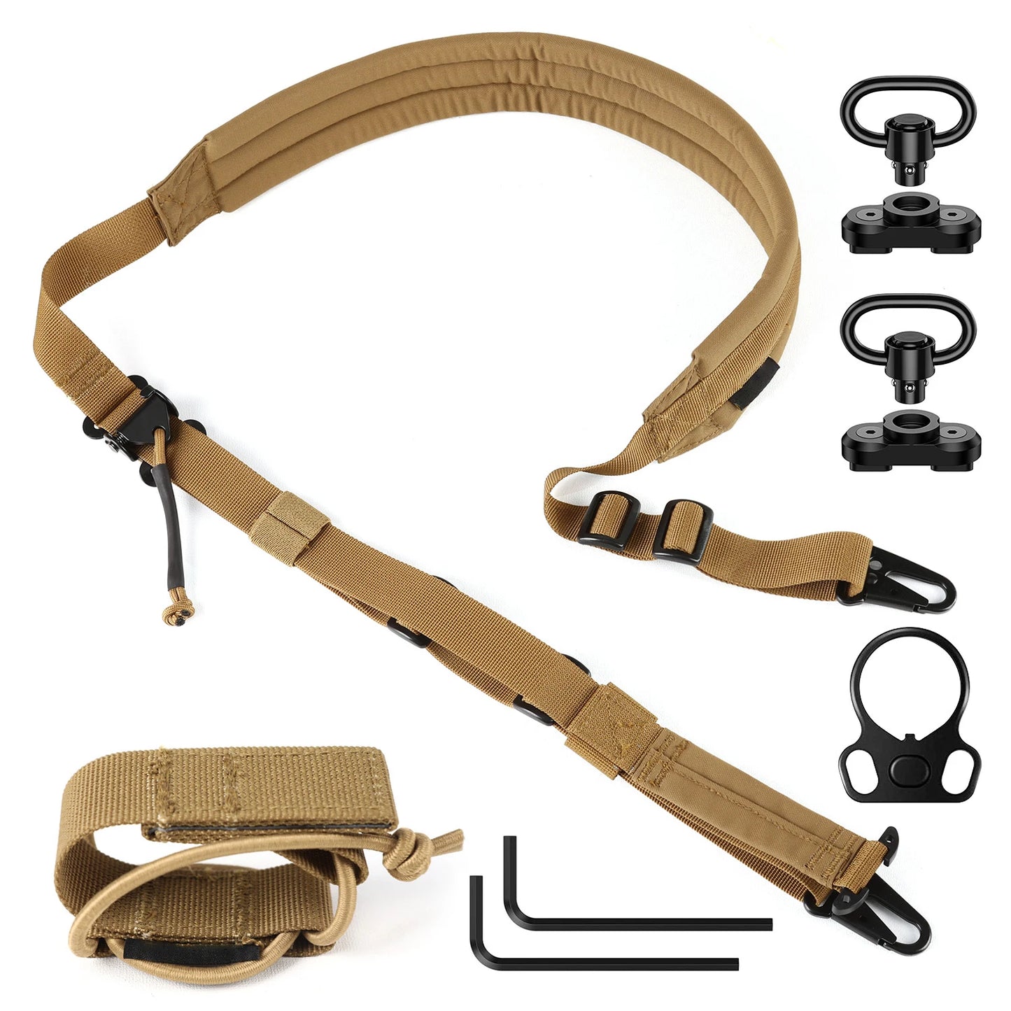 AQzxdc Tactical Accessories Sling Double Metal Hooks Quick Adjustable 2 Point Nylon Tactical Rope Sling for Airsoft CS War Game