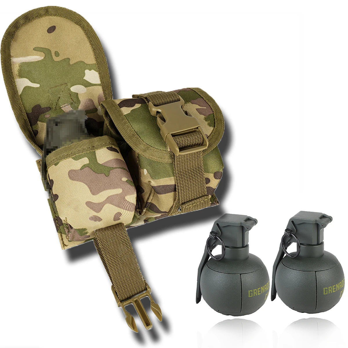 2 Pcs Tactical Grenade Model Toy, M67 Burst Grenade, Military Smoke Grenade Model, for Airsoft Paintball Hunting CS War Game