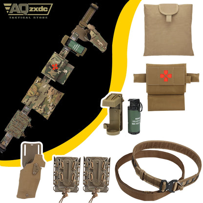 Belt Assault Set with G17 ALS Quick Release Holster & Small First Aid Kit & Sundries Recovery Bag & M18 Smoke Model & Mag Bag
