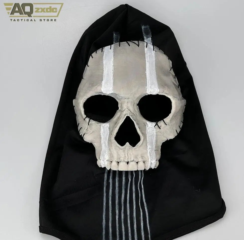 AQzxdc Ghost Hooded Mask Kit - Operador MW2 Airsoft COD 19 -Assassin Shooter Hoodd Hood for Cosplay War Zone Tactical Full Mask