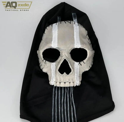 AQzxdc Ghost Hooded Mask Kit - Operador MW2 Airsoft COD 19 -Assassin Shooter Hoodd Hood for Cosplay War Zone Tactical Full Mask