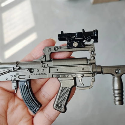 Mini Alloy M416 GROZA Rifle Model Pistol PUBG Jedi Toy Gun Fidget Toy Desktop Ornament for Boy Adults Chrismas Gift