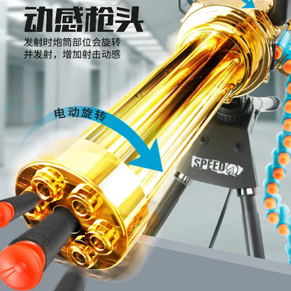 Children's gold Gatling electric soft bullet gun boy shell throwing toy gun hand self-contained machine gun