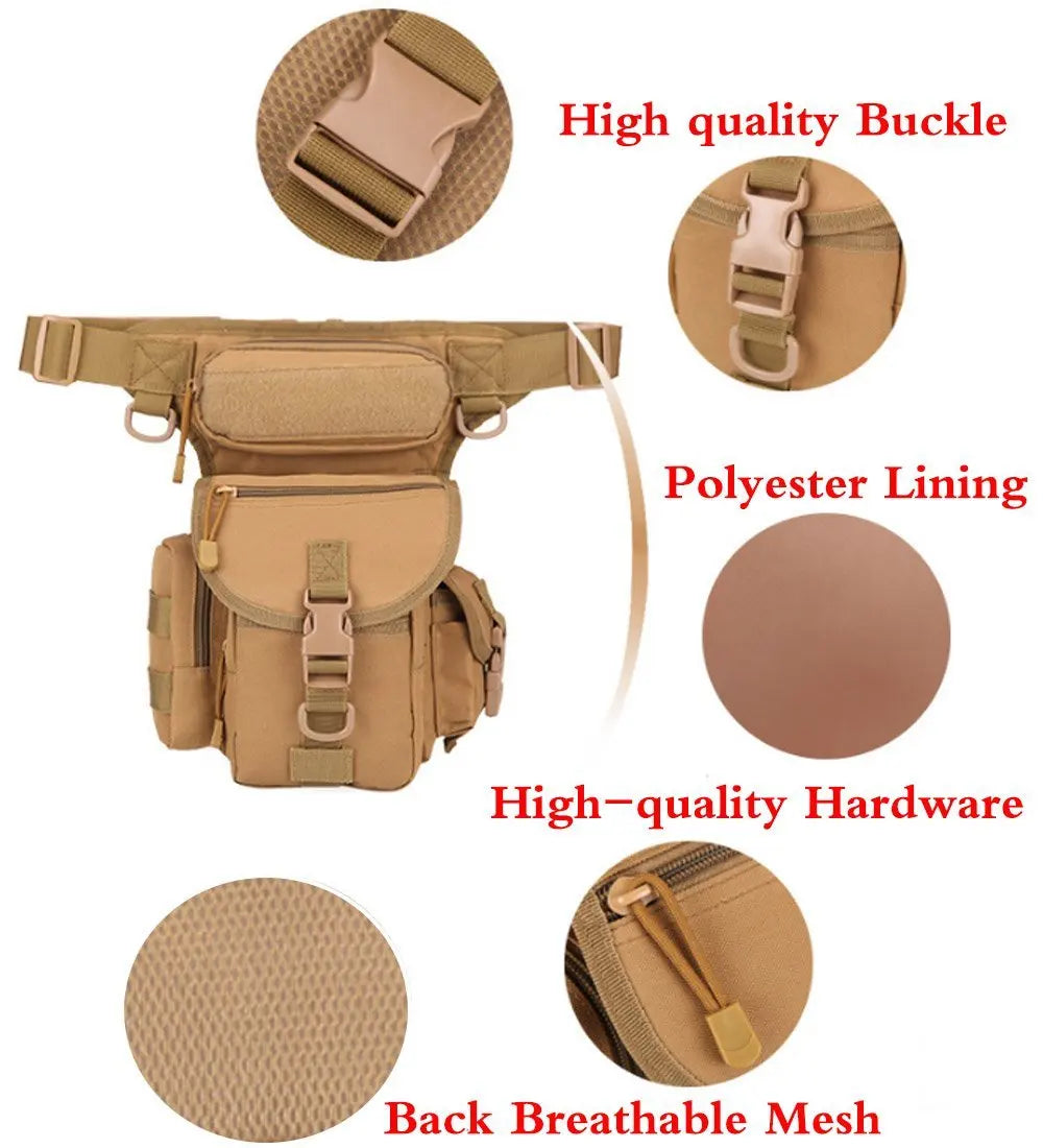 AQzxdc Multi-Purpose Hiking Waist Fanny Pack Tactical Military Drop Leg Bag Running Backpack Outdoors Cycling Pouch Shoulder Bag