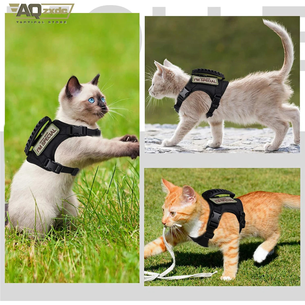 Tactical Dog Harness for Small Dogs Working Training Khaki Adjustable Soft Padded Dog Vest Harness No-Pull Outdoor Military Pet