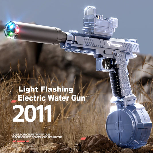 2011 Electric Water Gun With Light Flashing Pistol Summer Outdoor Pool Water Gun Continuous Firing Water Fights for Adults Kids