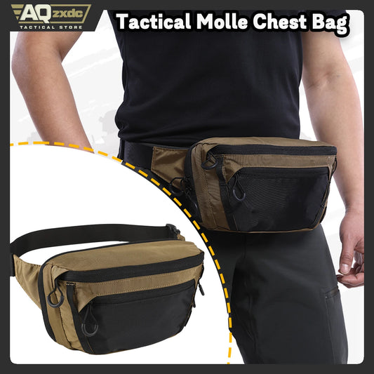 AQzxdc Tactical Molle Chest Harness Concealed Carry Fanny Pack Waist Bag with Holster for EDC Use Suit Airsoft CQB Tactical Game