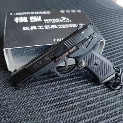 1:3 QSZ92 Toy Gun Model Semi Alloy Detachable Mini Gun Pistol Keychain Home Pendant Ornament for Boys Gift