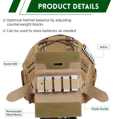AQzxdcAdjustable Tactical Helmet Set with Counterweight Pouch & Cover for Airsoft, Cosplay, Military Gear Paintball War Game