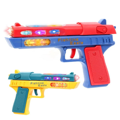 Electric Light Up Pistol Toy Hand Gun Toys with Dazzling LEDs Light Fighting Sound Unique Telescopic Action Pistol for Kids Gift