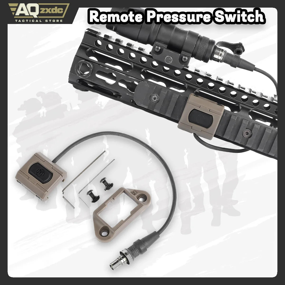 Remote Pressure Switch for M300 M600 Scout Weapon Light, with Tactical Flashlight Switch Mount Set for 20mm Rail/Mlok/Keymod Rai