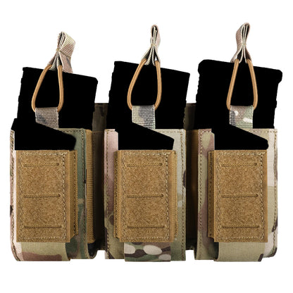 AQzxdc Tactical Triple Magazine Pouch Laser Cutting Hunting Bag Nylon Molle Mag for 5.56mm 9mm for Airsoft Paintball War Game