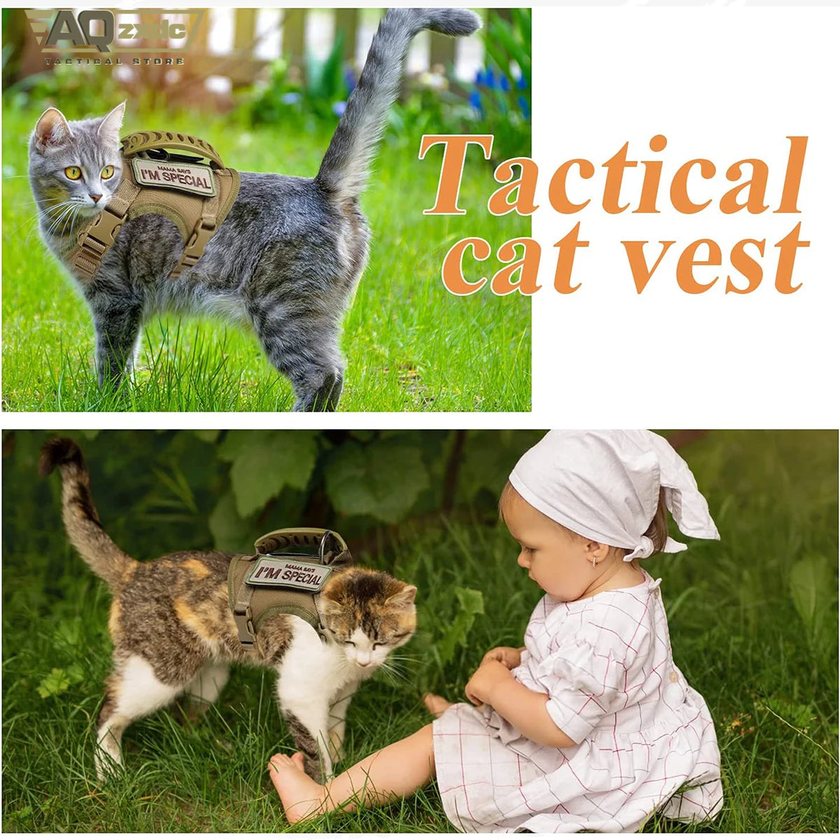 Tactical Dog Harness for Small Dogs Working Training Khaki Adjustable Soft Padded Dog Vest Harness No-Pull Outdoor Military Pet