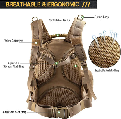 AQzxdc Tactical Range Backpack, Gun Bag for Handguns and Ammo, 3 Pistol Carrying Cases for Hunting Shooting Airsoft CS War Game