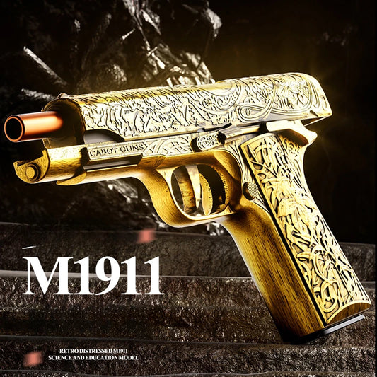 Carving 1911 Shell Throwing Pistol Continuous Firing Airsoft Blowback Empty Hanging Toy Gun Outdoor CS Weapon for Boys Adult