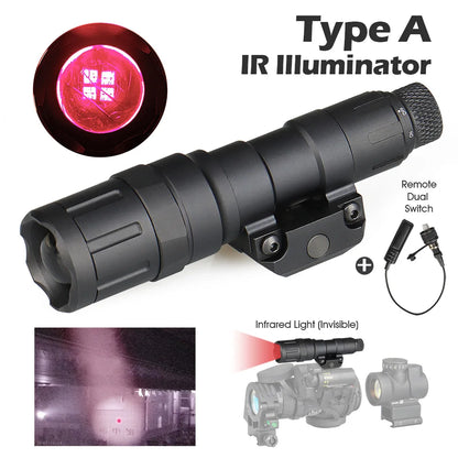 Hunt 850nm Long Range Infrared Illuminator Led White Flashlight with Remote pressure switch with M300 Lumen LED Module gs15-0153