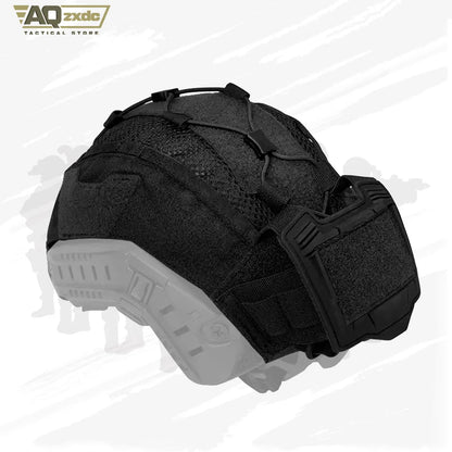 AQzxdc Tactical Ultra-High Cut Gen2 SF Helmet Cover Camo Helmet Cloth W/ Pouch with NVG Battery Pouch Hunting Hybrid Mesh Cover