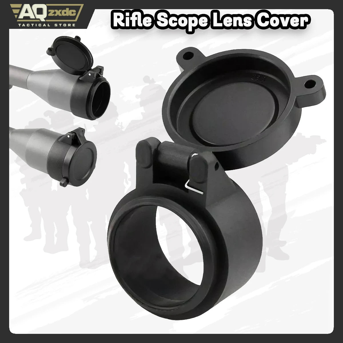 AQzxdc Flip Caps Tactical Lens Cover Flip Caps Eyepiece Flip-Up Protector Cover Outdoor Hunting for Rifle Scope Lens Cover