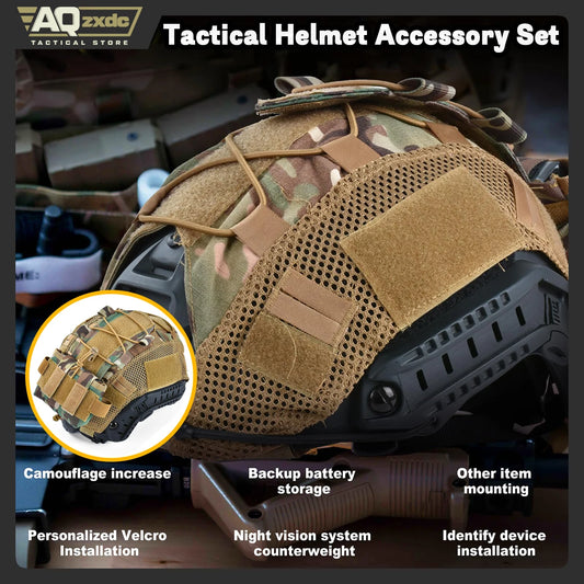 AQ Tactical Helmet Cover for Airsoft Helmet in Size M/L, MK2 Helmet NVG Battery Pack Case Counterweight Pouch Balance Weight Bag