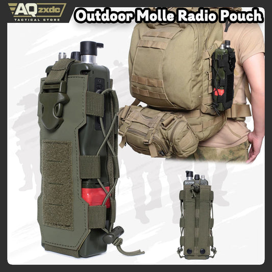 AQzxdc Outdoor Molle Radio Pouch Holder & Molle Adjustable Water Bottle Holder 40 oz, Tactical Bottle Pouch for Backpack Belt