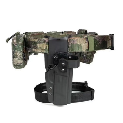 Military Camouflage Belt Set With Double Mag Bag & Folding Storage Bag & Sundries Bag & Double Grenade Bag & Quick Draw Holster