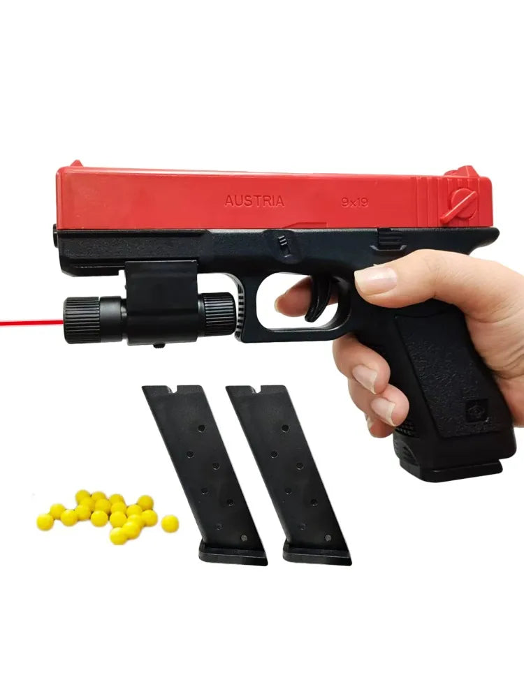 Soft Bullet Toy Pistol Lower Magazine Manual Gun With Laser Airsoft Pistol Outdoor Sports CS Weapon for Children Gift
