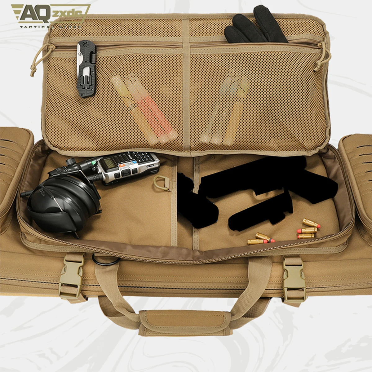 Double Rifle Case Gun Bag, Safely Long-Barrel Firearm Transportation Cases Locks, All-Weather Soft Tactical Range Bag Ackpack