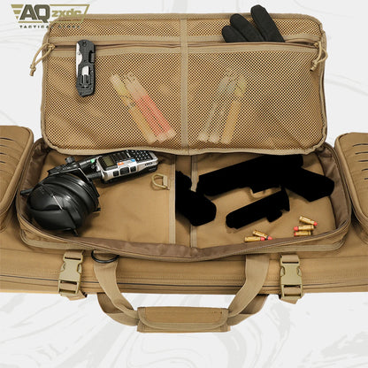 Double Rifle Case Gun Bag, Safely Long-Barrel Firearm Transportation Cases Locks, All-Weather Soft Tactical Range Bag Ackpack