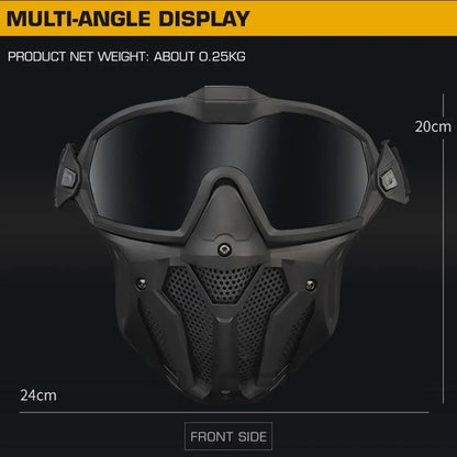 AQzxdc Tactical Airsoft Paintball Face Mask With Fan Breathable Anti-fog Full Face Mask Hunting Shooting Militar Protective Mask