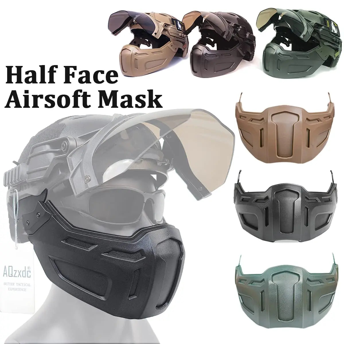 AQzxdc Airsoft Helmet with Tactical Mask and Visor Goggles, 5mm Thick Military Helmet Sets, for BB Sport CQB CS Game Cosplay