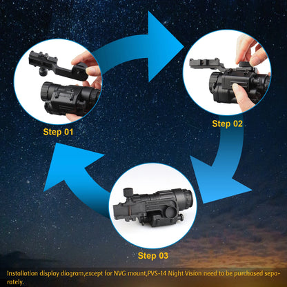 AQzxdc Pom Adjustable PVS 14 Night Vision Mount Adapter Straight Arm Mount Adapter for Night Vision PVS 14 / PV 1011 to NVG