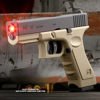 Dual-mode Shell Ejecting Black Gun G17 Pistol Laser Version Automatic Shooting Soft Bullet Toy Gun CS Outdoor Weapons for Kids