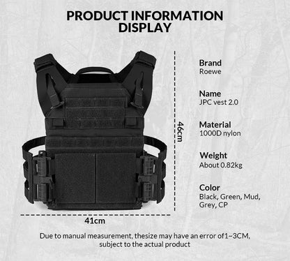 AQ zxdc PTT Molle Tactical Gear Hunting Shooting Chaleco Tactical Plate Carrier JPC2.0 Tactical Vest for Airsoft Cs War Game