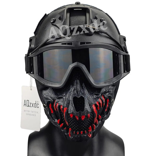 Fast Airsoft Helmet with Tactical Goggles Mask, 6MM Super Thick Ballistic Protective Gear, for CS BB CQB Shooting Paintball Game