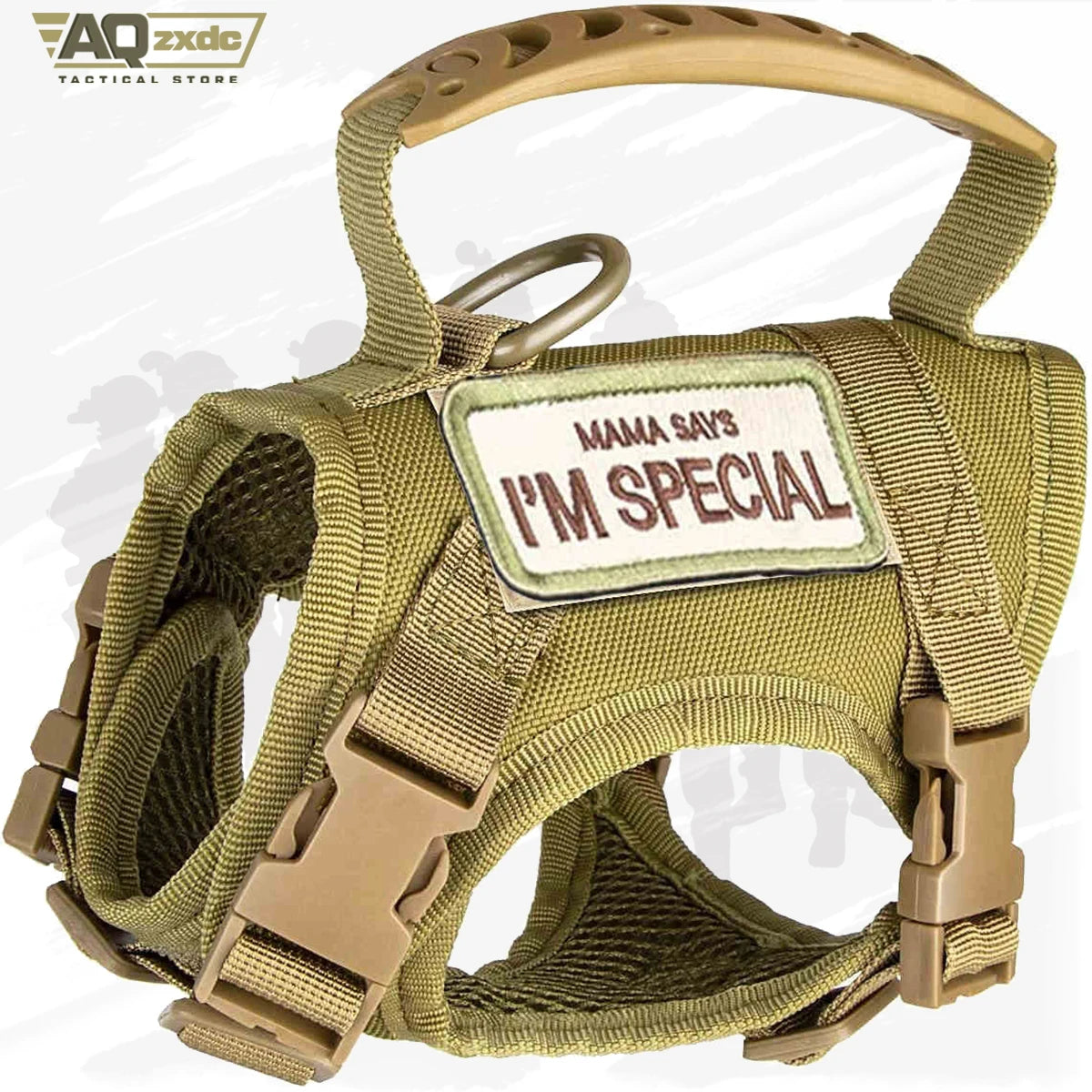 Tactical Dog Harness for Small Dogs Working Training Khaki Adjustable Soft Padded Dog Vest Harness No-Pull Outdoor Military Pet
