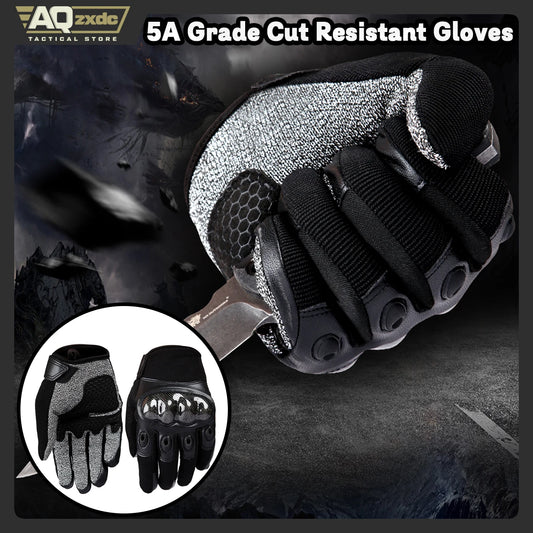 AQzxdc Outdoor 5 Protection Cut Resistant Gloves, Durable Touchscreen Tactical Work Gloves with Shockproof Airbag, Work Gloves