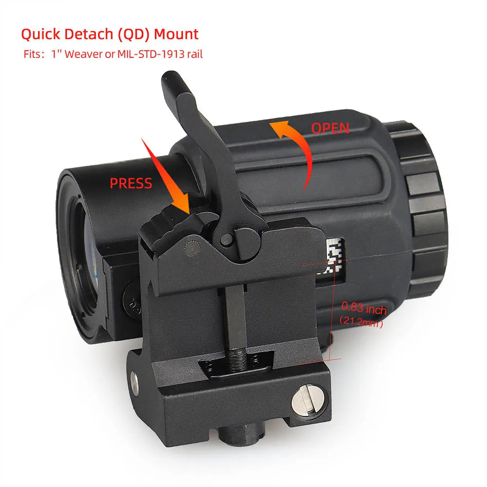 PPT Scope 3X Optical Sight G43 3X Magnifier Scope Sight With Flip To Side Mount for Red Dot Sight for Hunting Shooting gs1-0410B