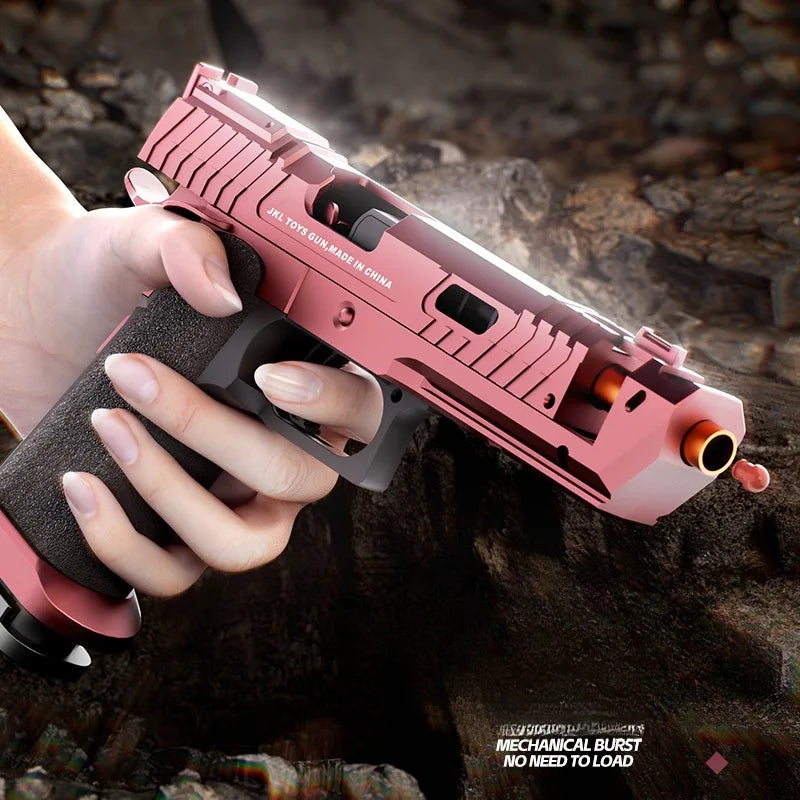 Black Gun TTI Pistol Mechanical Continuous Fire Shell Ejection Empty Hanging Soft Bullet Blaster Toy Gun Gift